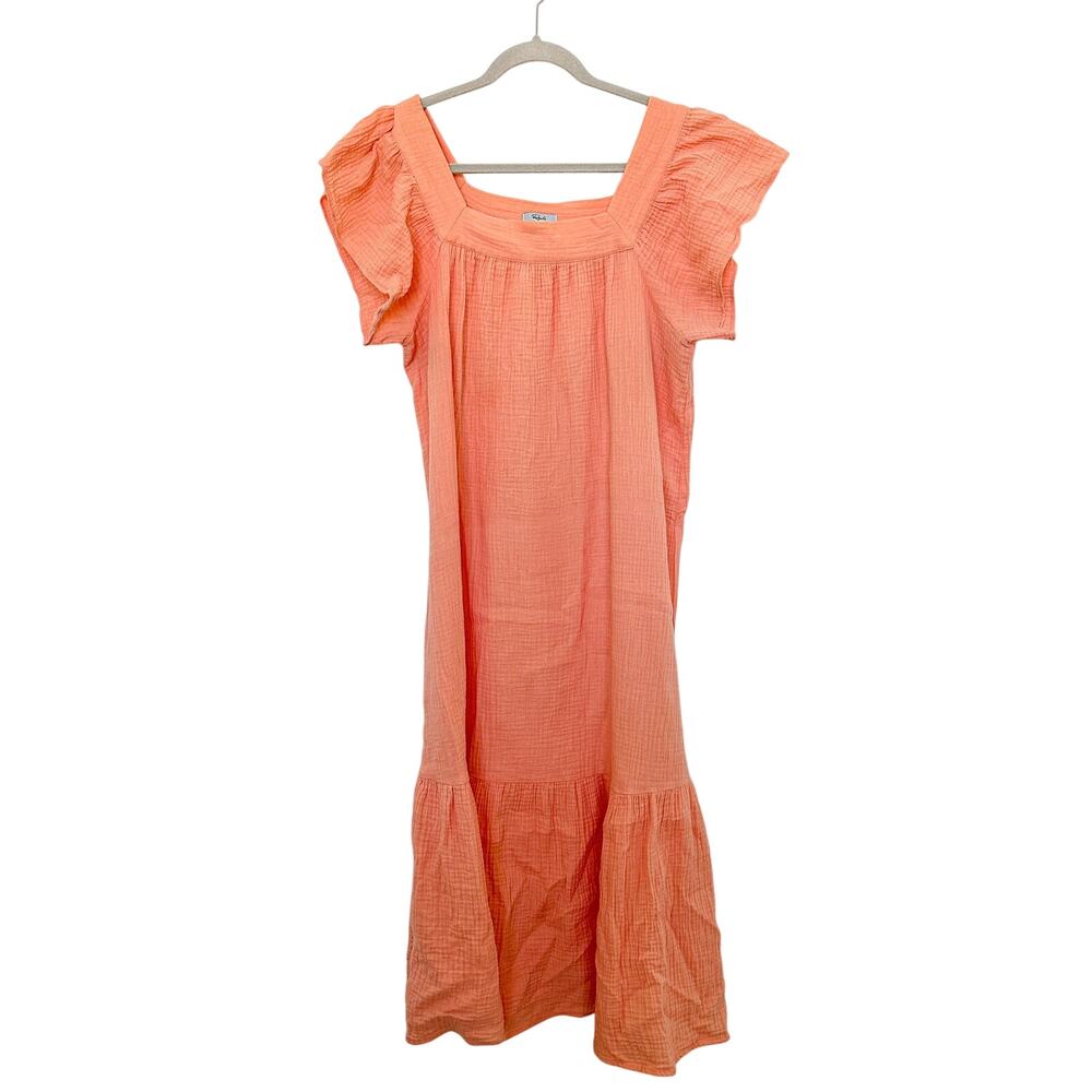 Rails Skylar Flutter Sleeve Midi Dress Size L Pea… - image 3